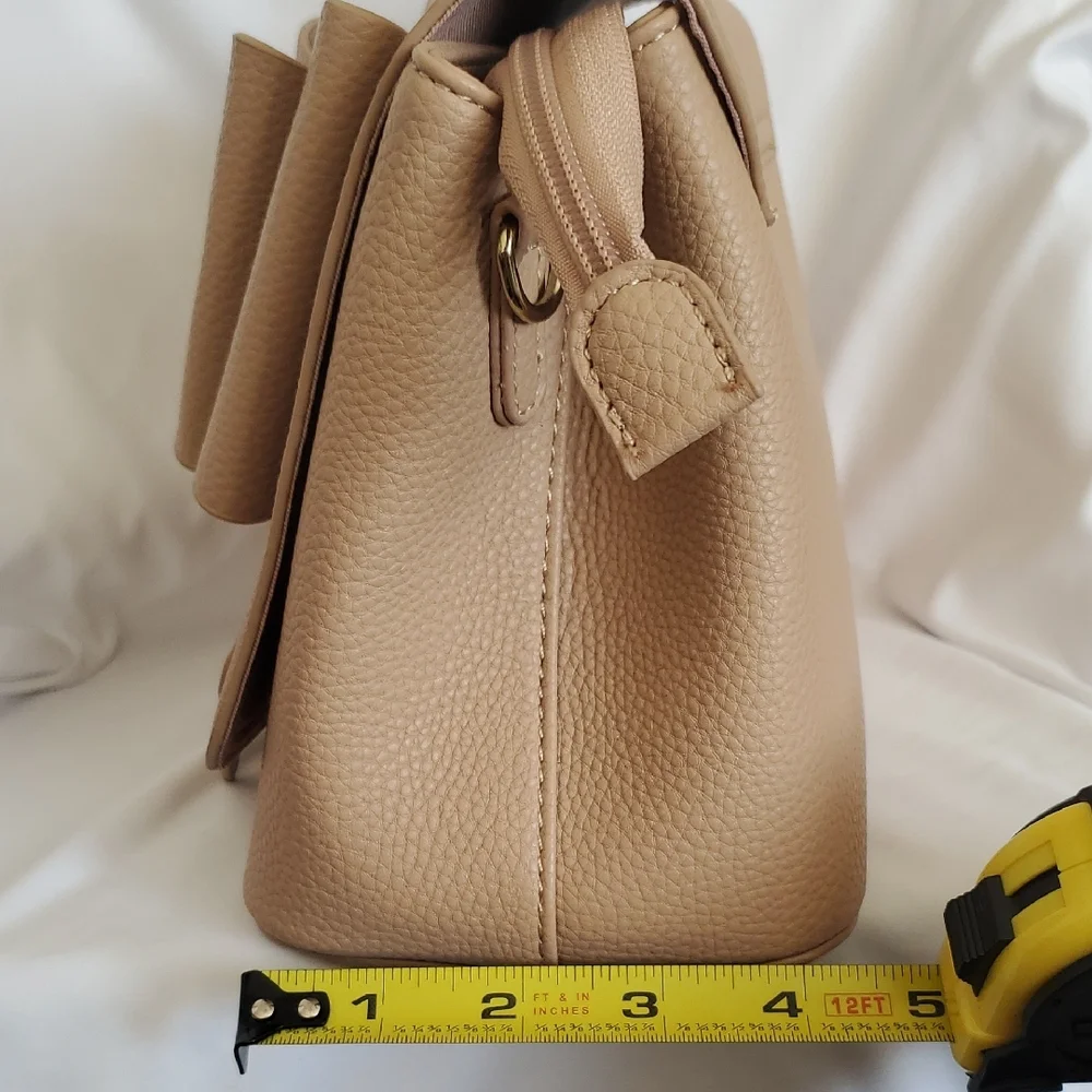 Neutral Beige Bow-Appliqué Top Handle Satchel - Picture 12 of 12
